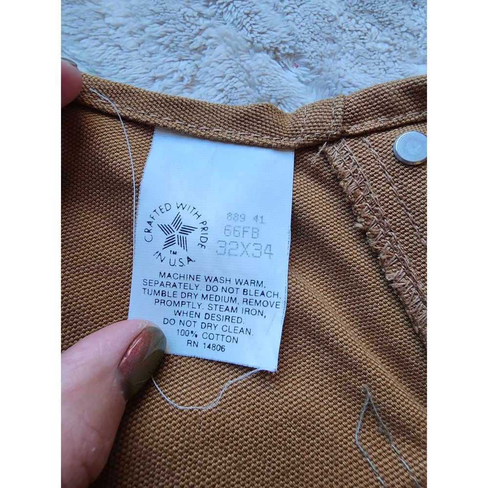 Vintage Carhartt 100 Year Anniversary Brown Duck Carpenter Bib Overalls 32x34 - Picture 6 of 9